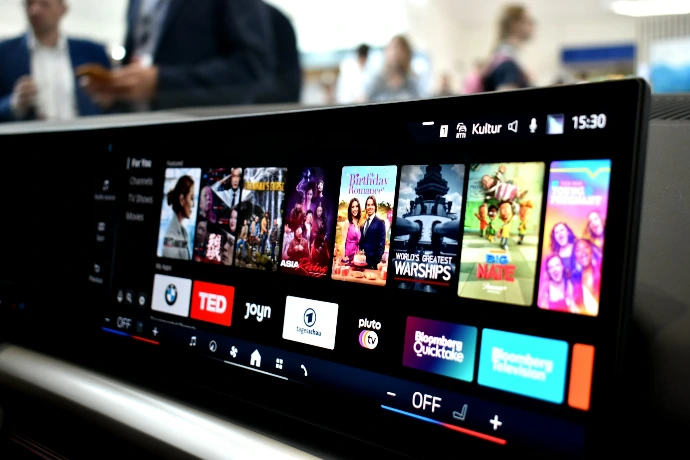 Car dashboard displays streaming service options
